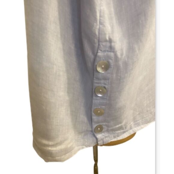 Sigrid Olsen 100% Linen Lt. Blue/Chambray Top 2X Tunic Plus Size - Picture 5 of 13